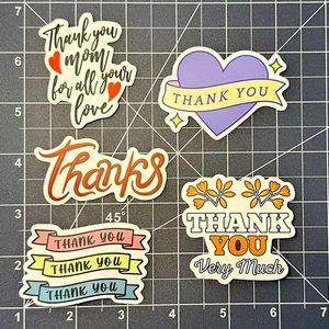 5 for $8! Thank You Themed Stickers Waterproof and Vinyl